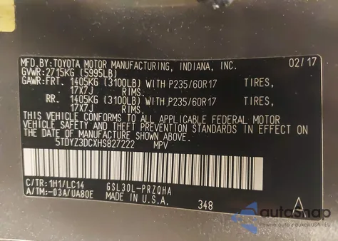 2017 Toyota Sienna Xle 8 Passenger из США, поврежденный, VIN 5TDYZ3DCXHS827222